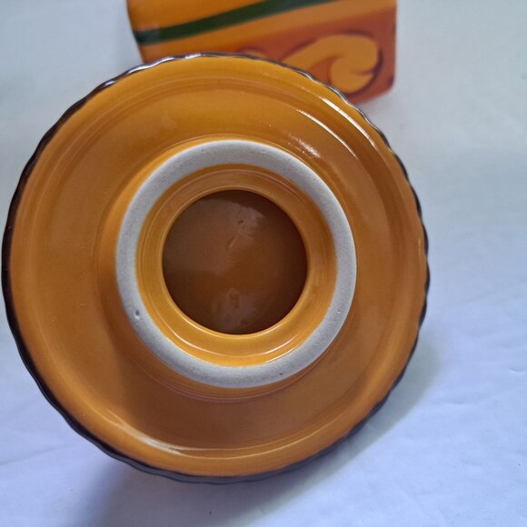 5 pc Celebrating Home Tuscan Home Creamer Sugar Lid Ceramic Set Metal Stand - Picture 8 of 11